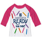 Is Your Grade Ready For This White And Pink Ragalan Tee Shirt 3/4 Sleeve