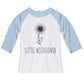 Little Wildflower Light Blue and White Raglan Tee Shirt 3/4 Sleeve