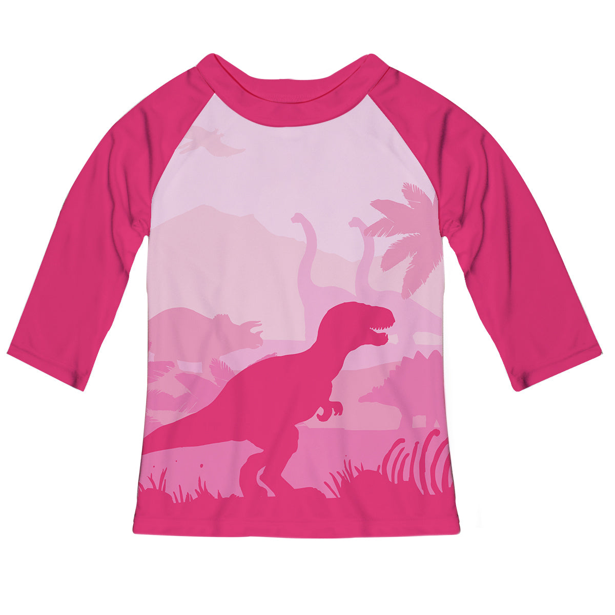 Dinosaur Rex Name Pink Raglan Tee Shirt Three Quarter Sleeve - Wimziy&Co.