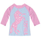 Unicorn Personalized Name Ligth Blue and Pink Raglan Tee Shirt 3/4 Sleeve