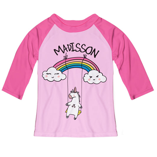 Unicorn Name Pink Raglan Tee Shirt 3/4 Sleeve