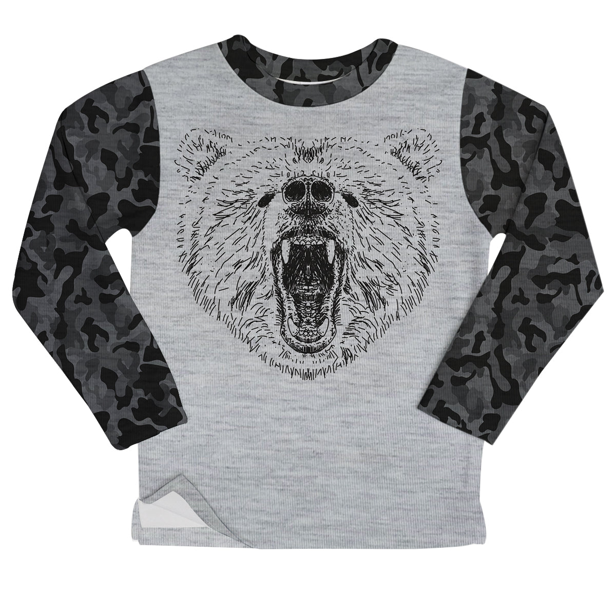 Bear Gray Heather Fleece Sweatshirt Side Vents