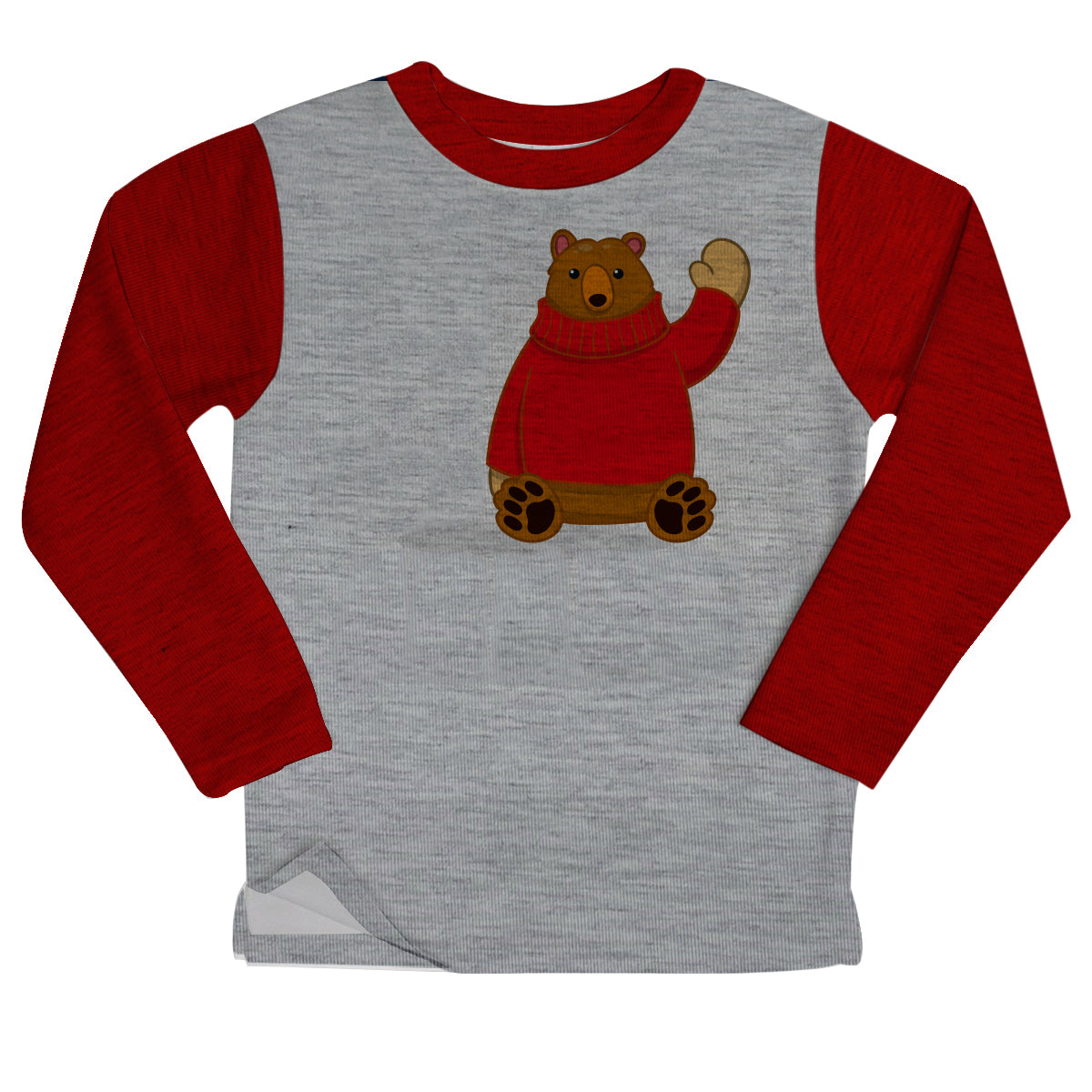Boys gray and red bear fleece sweatshirt with name and initial - Wimziy&Co.