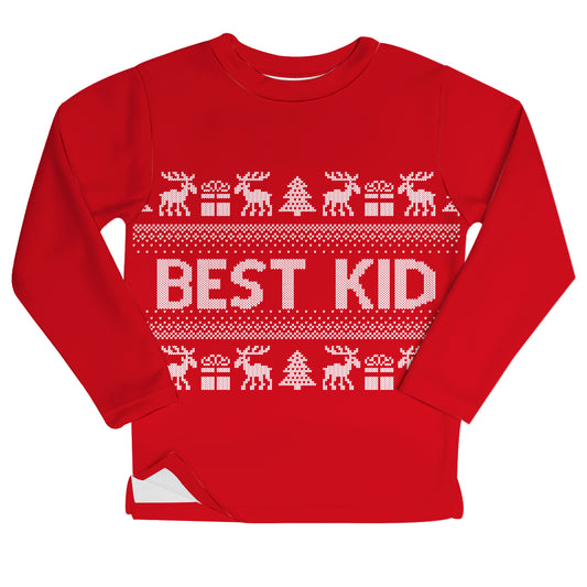 Best Kid Red Fleece Long Sleeve Sweatshirt With Side Vents