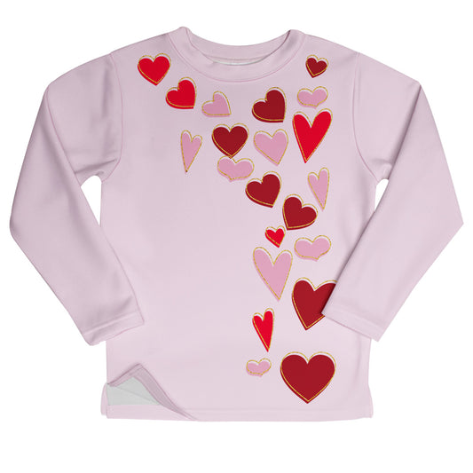 Hearts Light Pink Fleece Sweatshirt With Side Vents