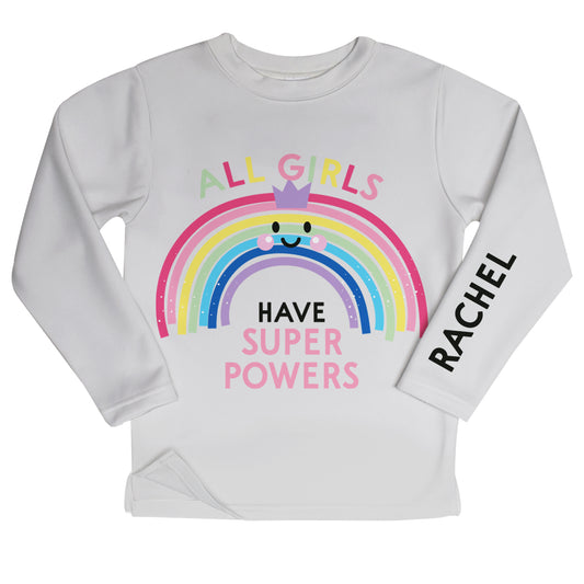 All Girls Have Super Powers Personalized Name Gray Fleece Sweatshirt With Side Vents