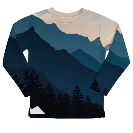 Landscape Blue Fleece Sweatshirt With Side Vents