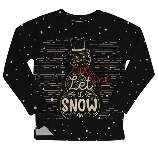 Let It Snow Black Fleece Boys Sweatshirt Side Vents