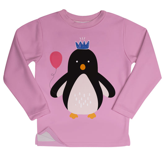 Penguin Pink Fleece Girls Sweatshirt with Side Vents