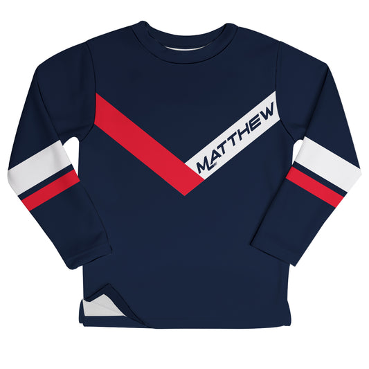 Personalized Name Navy Fleece Sweatshirt With Side Vents