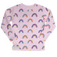 Rainbow Print Pink Fleece Sweatshirt with Side Vents