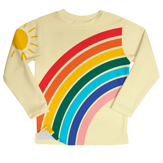 Rainbow and Sun Yellow Fleece Sweatshirt with Side Vents