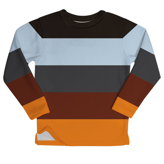 Stripes Black and Brown Fleece Sweatshirt With Side Vents