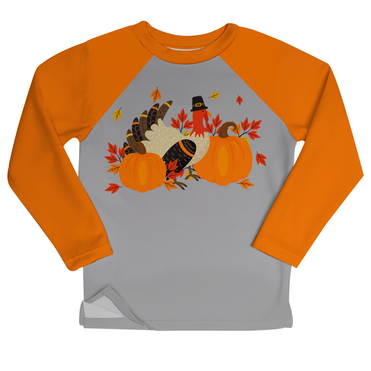 Boys grey and orange turkey sweatshirt with name - Wimziy&Co.