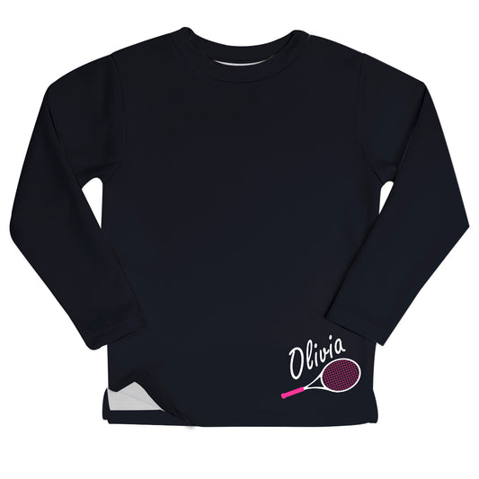 Tennis Name Black Fleece Sweatshirt With Side Vents