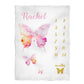 Butterfly Glitter Personalized Name Baby Months White Plush Minky Throw