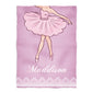 Ballerina Personalized Name Pink Plush Minky Throw