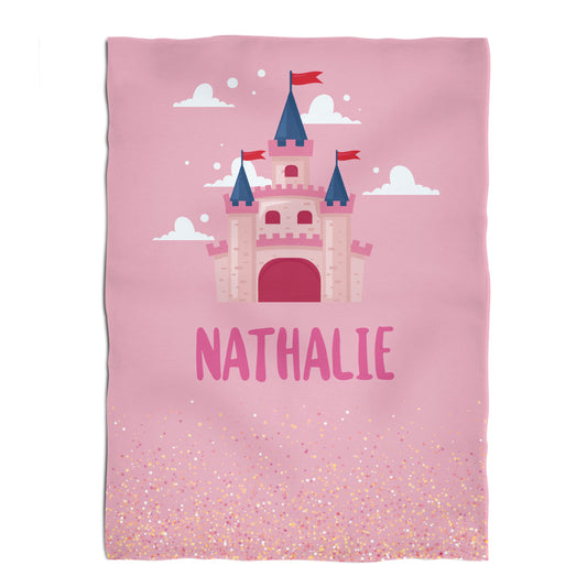 Castle Princess Personalized Name Pink Minky Throw
