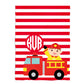 Firefighters Personalized Monogram White and Red Stripe Minky Throw