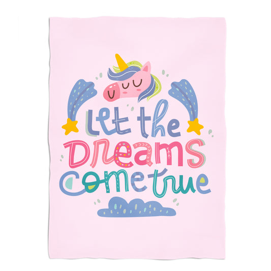 Let The Dreams Come True Pink Plush Minky Throw