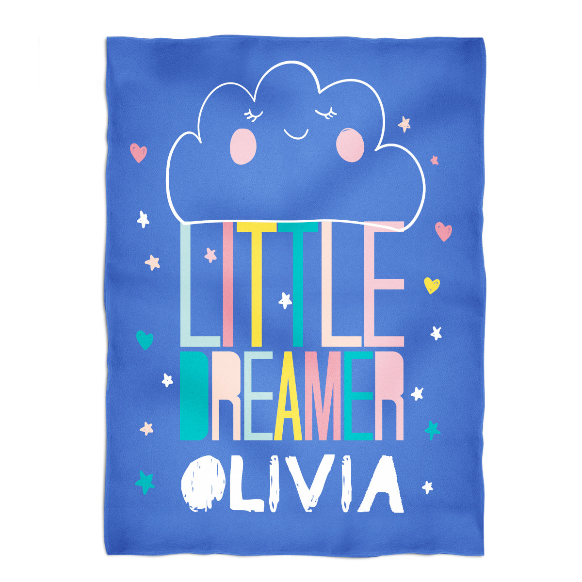 Little Dreamer Personalized Name Blue Plush Minky Throw