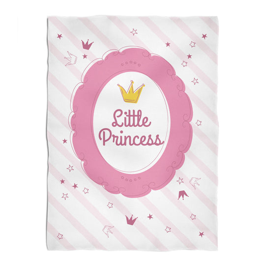 Little Princess White and Pink Stripes Fleece Blanket 40 x 58""