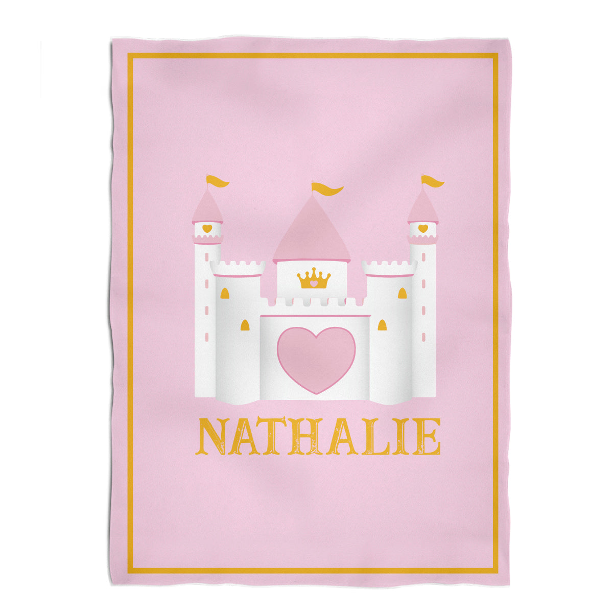 Princess Castle Personalized Name Light Pink Fleece Blanket 40 x 58""