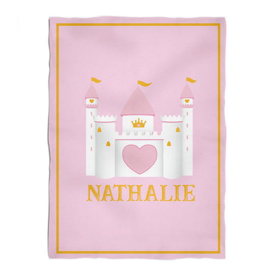 Princess Castle Personalized Name Light Pink Fleece Blanket 40 x 58""