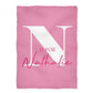 Personalized Initial Name Pink Minky Throw