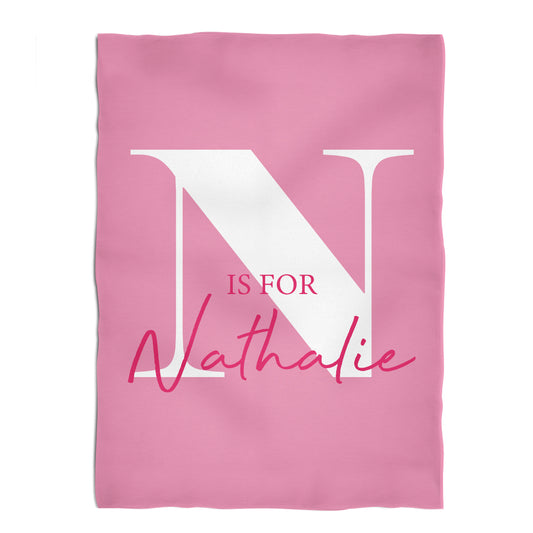 Personalized Initial Name Pink Minky Throw