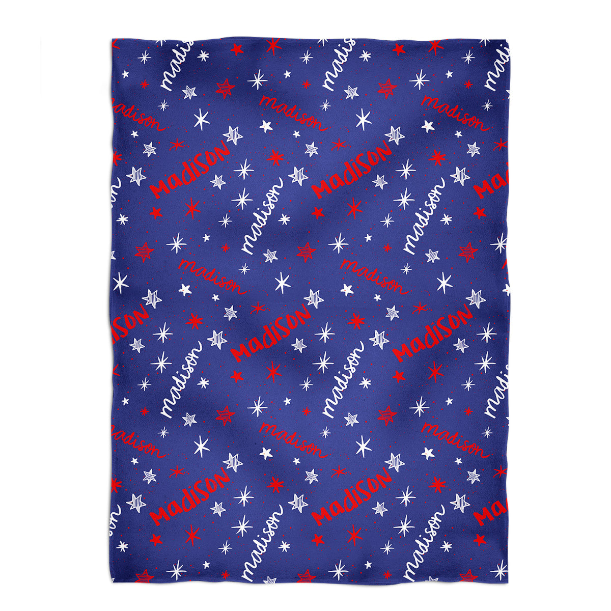 Stars Name Print Navy Minky Blanket
