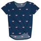 American Flag Map Navy Knot Top