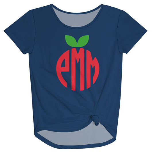 Apple Personalized Monogram Navy Knot Top