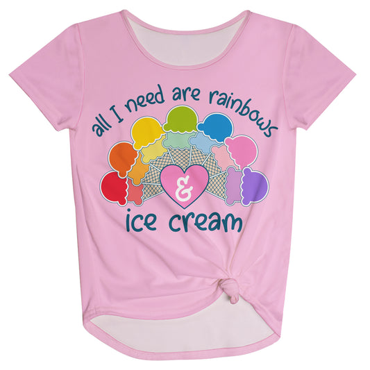 Rainbows and Ice Cream Pink Knot Top - Wimziy&Co.