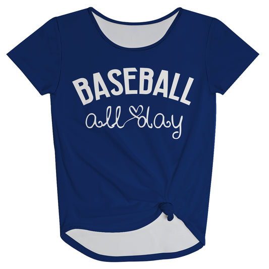 Baseball All Day Navy Knot Top