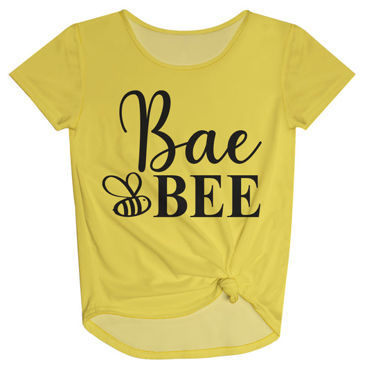 Bae Bee Yellow Short Sleeve Knot Top