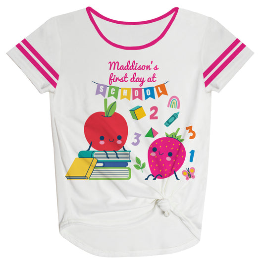 Back To School Personalized Name White Knot Top