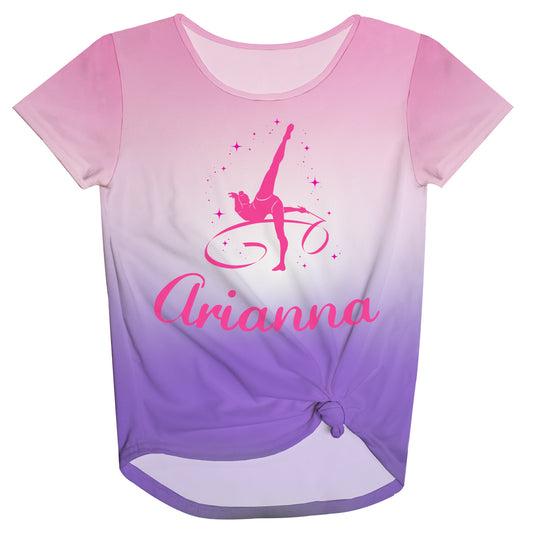 Ballerina Personalized Name Pink and Purple Degrade Knot Top