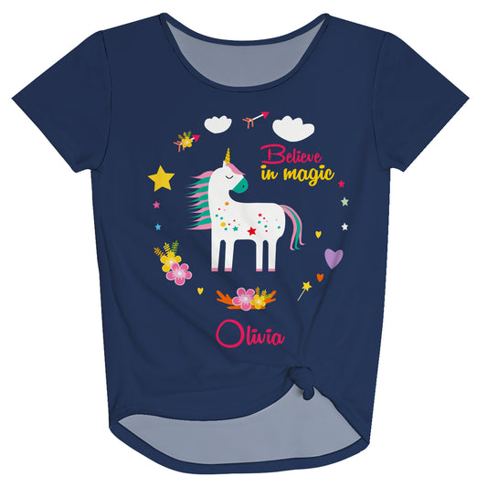 Believe In Magic Personalized Name Navy Knot Top - Wimziy&Co.