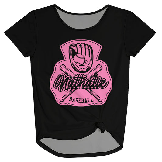 Baseball Personalized Name Black Knot Top