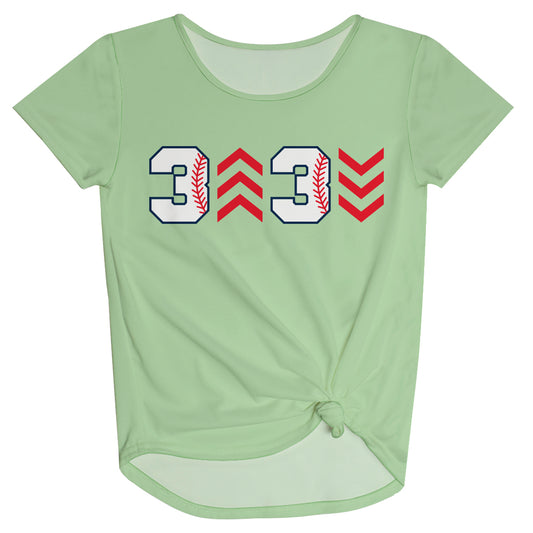 Baseball Personalized Numbers Light Green Knot Top