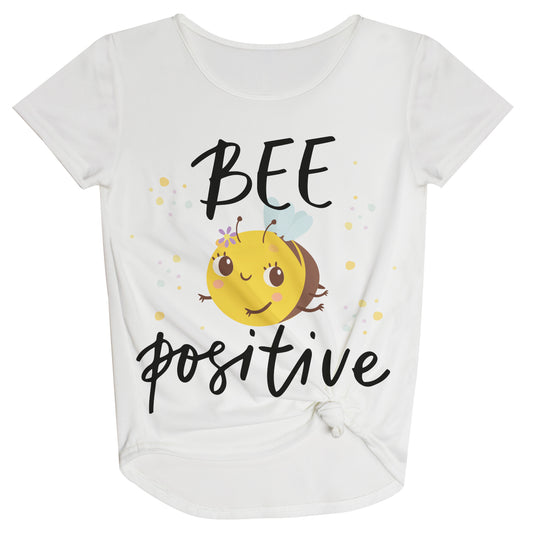 Bee Positive White Knot Top