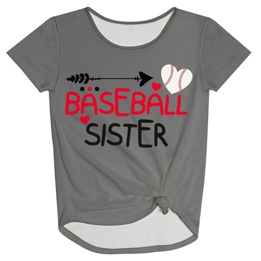 Baseball Sister Gray Knot Top