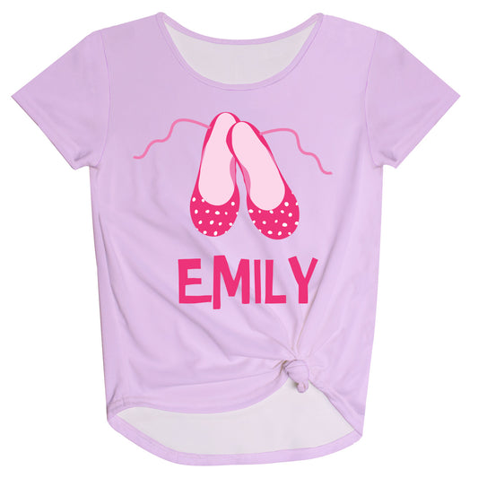 Ballet Shoes Personalized Name Light Purple Knot Top