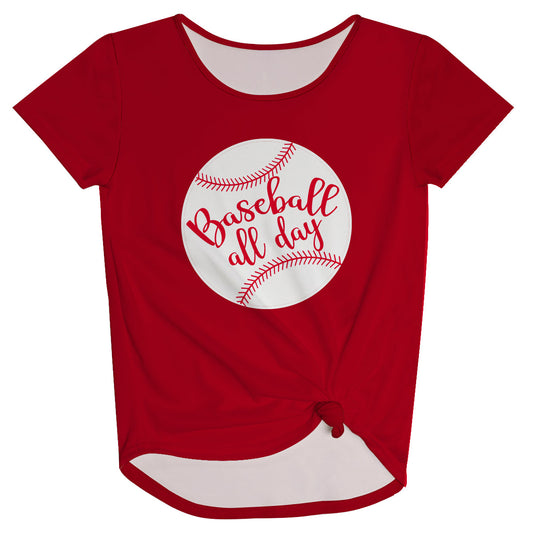 Baseball All Day Red Knot Top