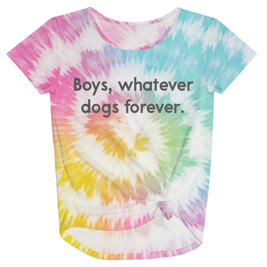Boys Whatever Pink Blue and White Tie Dye Knot Top