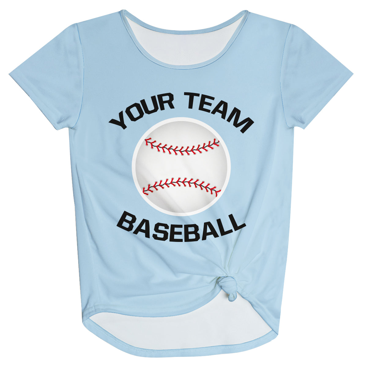 Personalized Your Team Baseball Light Blue Knot Top