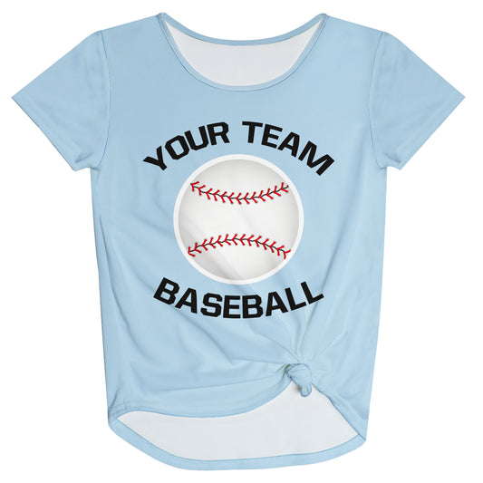 Personalized Your Team Baseball Light Blue Knot Top