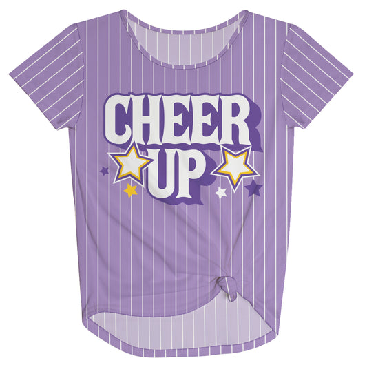 Cheer Up Purple and White Stripes Knot Top