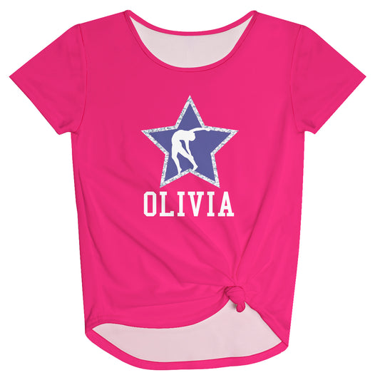 Dance Star Personalized Name Pink Knot Top